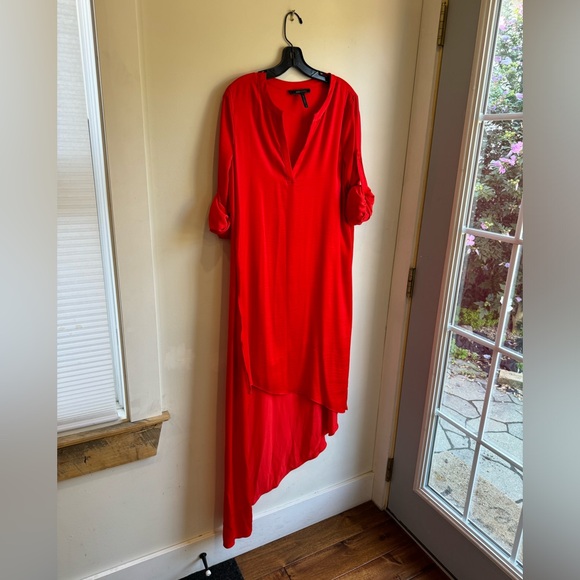 Bcbgmaxazria orange asymmetrical shirt dress size M - Picture 4 of 4